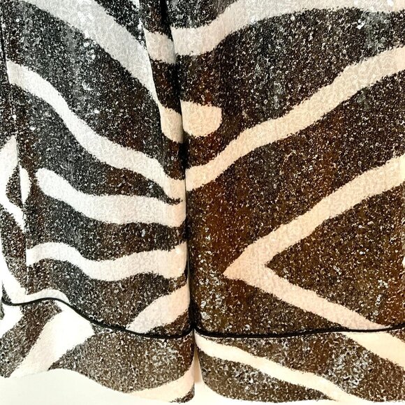 In The Mood For Love Johny Zebra Sequin Pants Black White Size S - Picture 7 of 9
